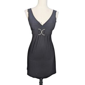Y2K Taboo Sleeveless Empire Waist Jersey Knit Dress Black Size Small